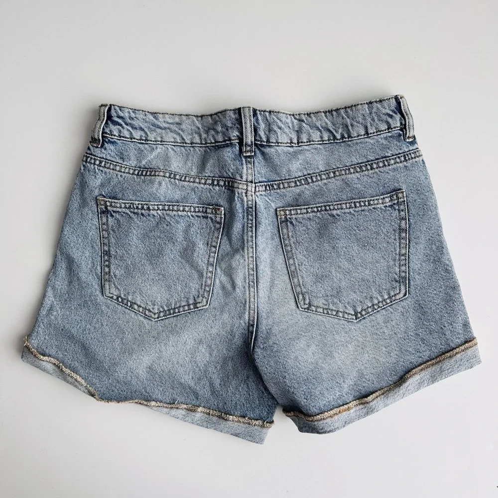 PacSun Mom Short Women's Size 29 High Rise Denim Jean Acid Wash Cuff Hem Cotton
